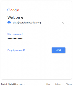 Screenshot of Google Drive sign in - Password